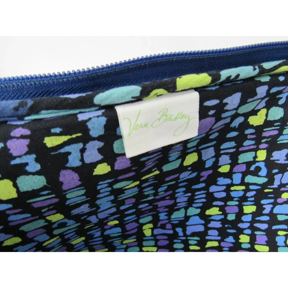Vera Bradley Indigo Pop Laptop Case Padded Quilted Blue Green Floral Zipper